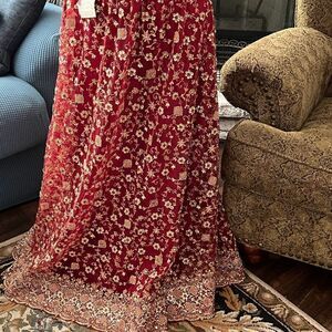 NWT AsoPalav Red Silk, Lehenga.